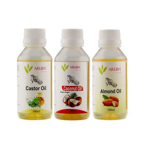 Aruba Essentials Combo Pack of Coconut Oil,Castor Oil&Almond Oil 100ml box of 1 Kit